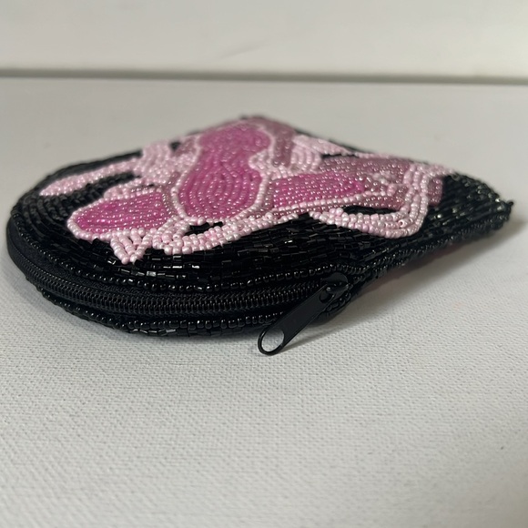 💥3/10 Sale - C. Marie Beaded Black and Pink Ballet Slippers Coin Purse - Picture 7 of 7